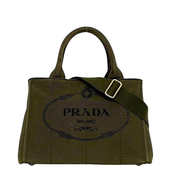 Prada Handbags - Prada 2 Way Bag Canapa Tote F22949 Khaki